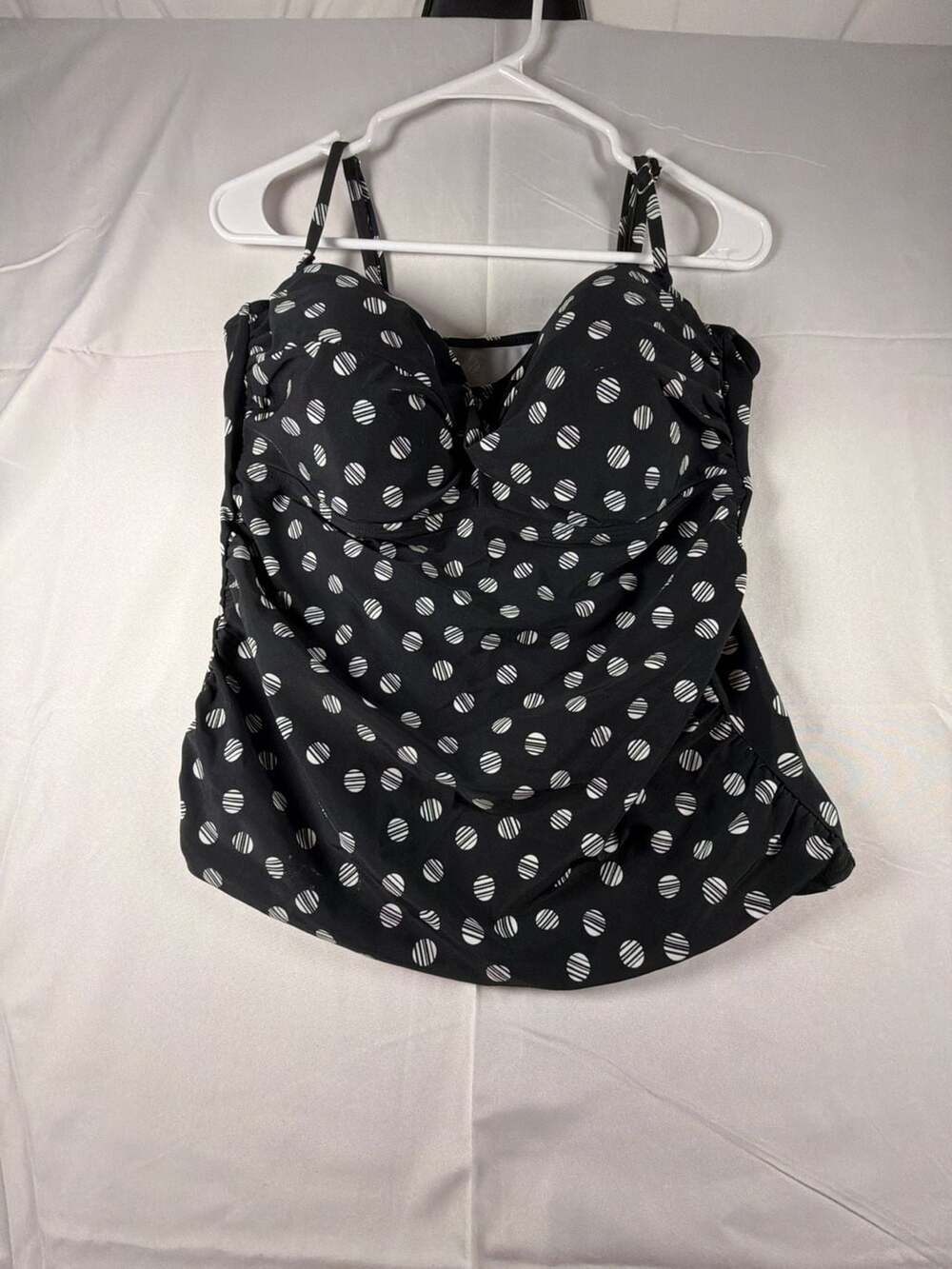 Collections by Catalina Women's Plus Size Polka Dot Print Tankini Swim Top